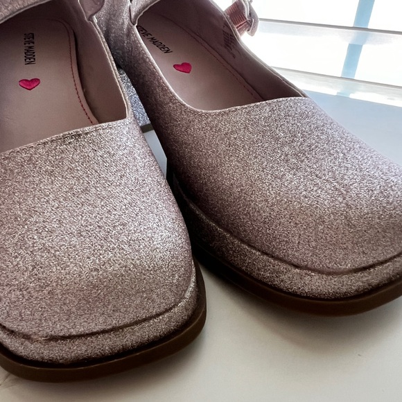 Steve Madden Size 7 Pink Glitter Block Heels Mary Jane JDrama - Picture 6 of 14